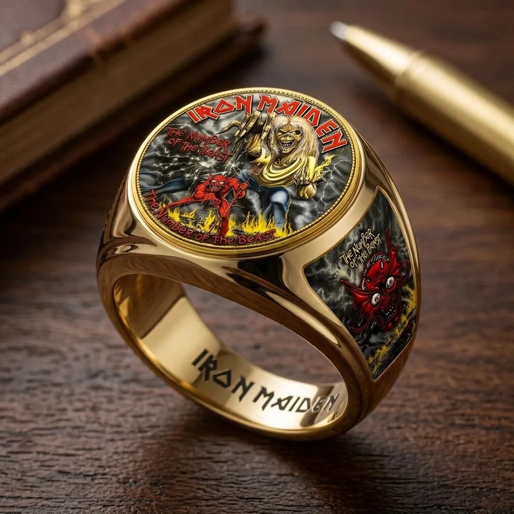 Iron Maiden The Number Of The Beast Signet Ring Iron Maiden Merch Birthday Gift For Brother - Loomnari