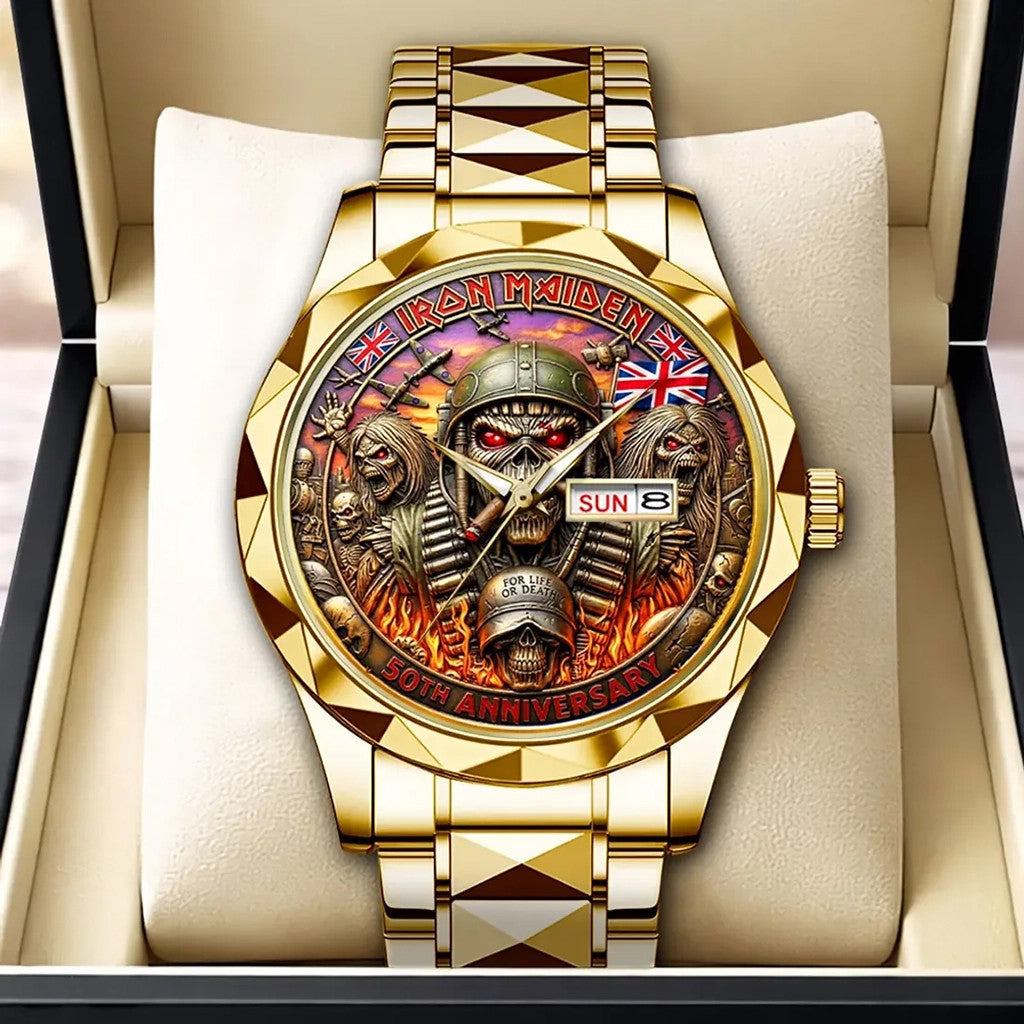Iron Maiden 50th Anniversary Watch Iron Maiden Merch Gift Ideas For Husband - Loomnari