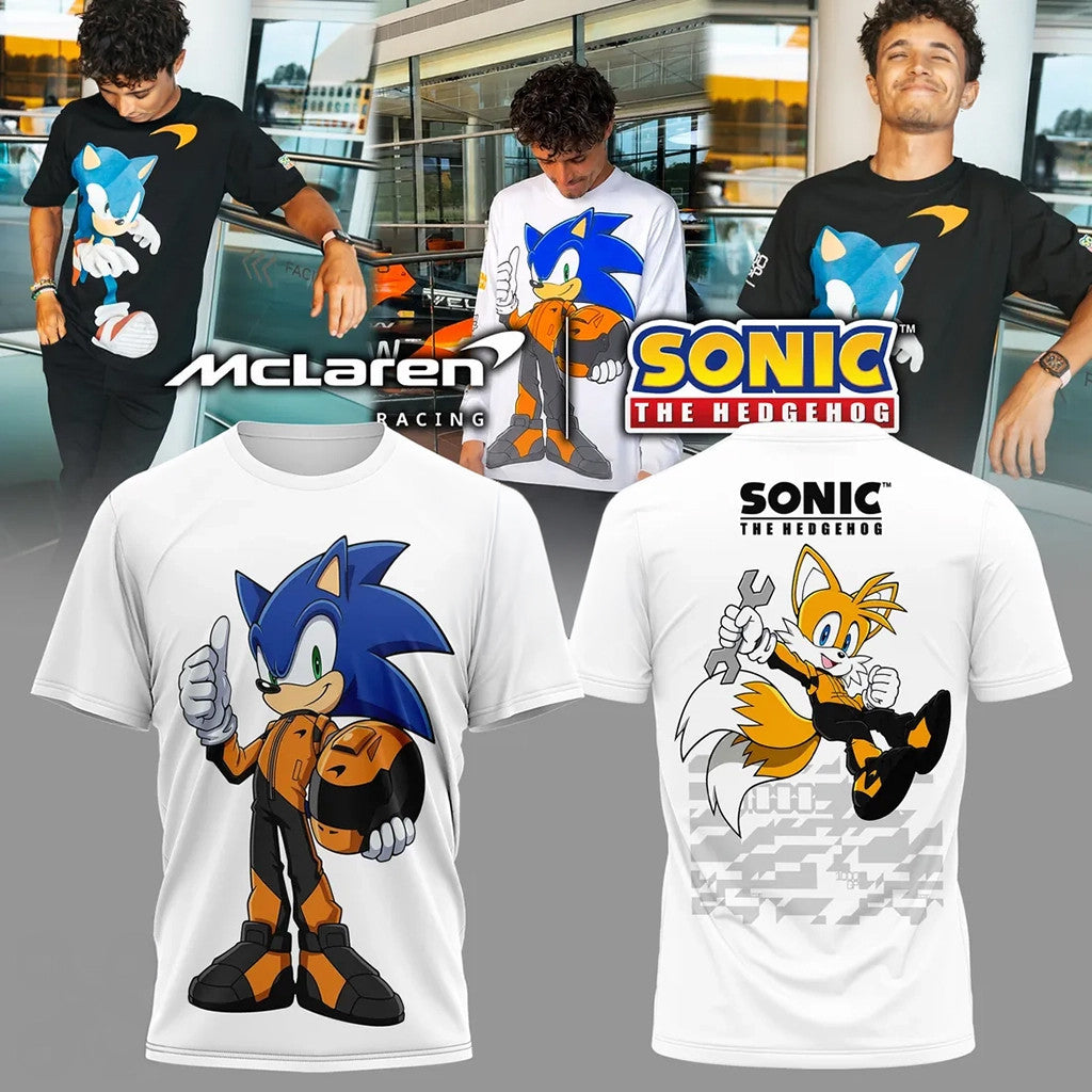 Mclaren X Sonic The Hedgehog 1000th GP T-Shirt Mclaren Merch Useful Gift For Him - Loomnari