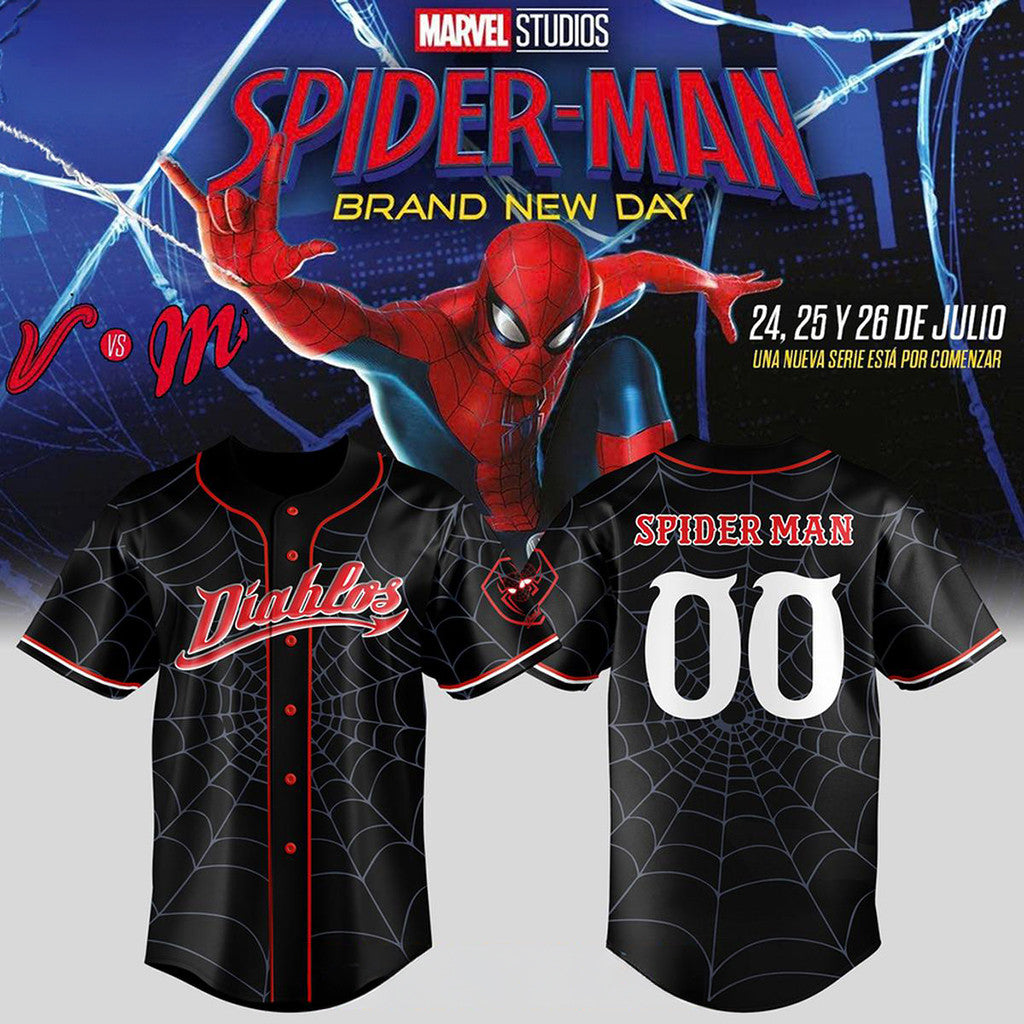 Diablos Rojos Del Mexico Merch Spider-Man 2026 Baseball Jersey Funny Gifts For Fans - Loomnari
