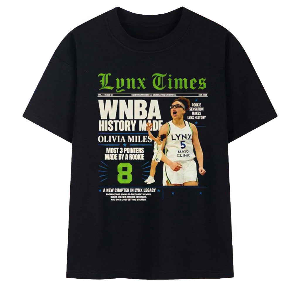 Minnesota Lynx Time Olivia Miles History Made T-Shirt Minnesota Lynx Merch Gifts For Men Fans - Loomnari