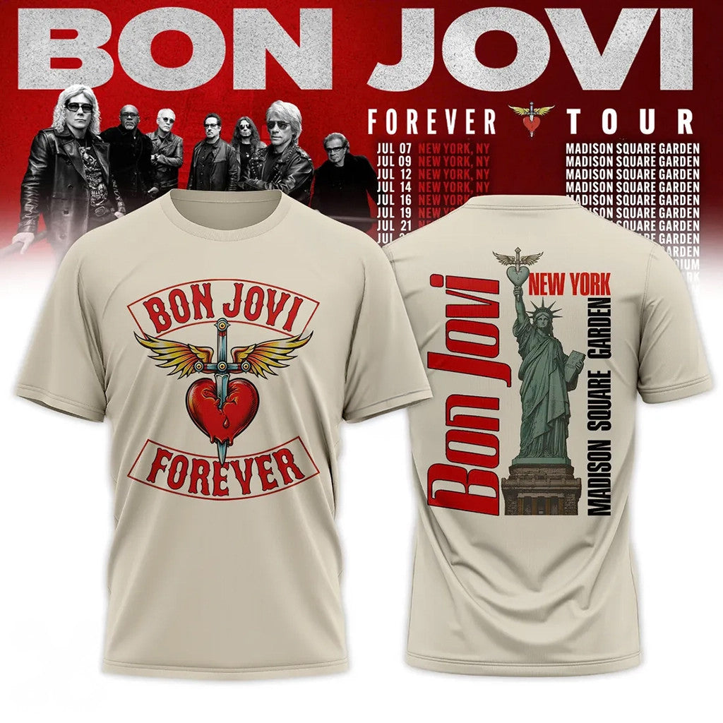 Bon Jovi Forever Tour New York Madison Square Garden T-Shirt Bon Jovi Merch Gifts For Fans - Loomnari
