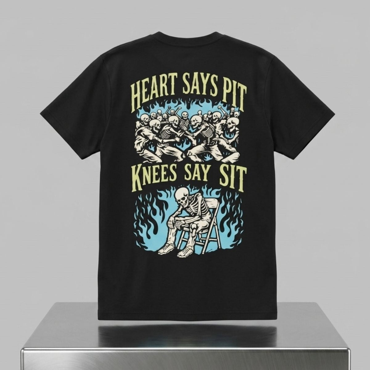 Heart Says Pit Knees Say Sit Shirt Skeleton Mosh Pit T-Shirt 2026 Funny Gifts For Brothers - Loomnari