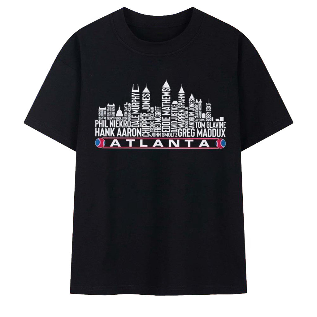 Atlanta Braves Legends Skyline Names T-Shirt Atlanta Braves Merch Cool Gifts For Fans - Loomnari