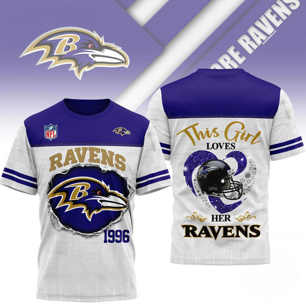 Baltimore Ravens This Girl Heart Her Ravens Baltimore Ravens Merch Minimalist Gifts For Fans - Loomnari
