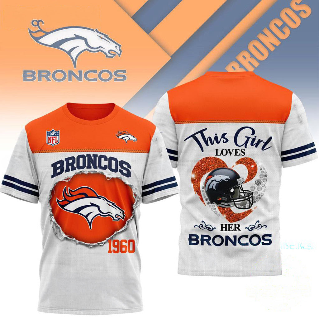 Denver Broncos This Girl Loves Her Broncos T-Shirt Denver Broncos Merch Gift Ideas For Husband - Loomnari