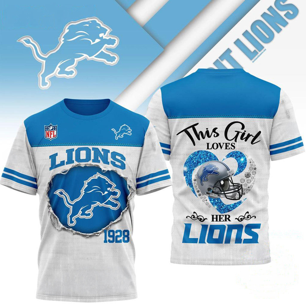 Detroit Lions This Girl Loves Her Lions T-Shirt Detroit Lions Merch Gifts For Husband - Loomnari
