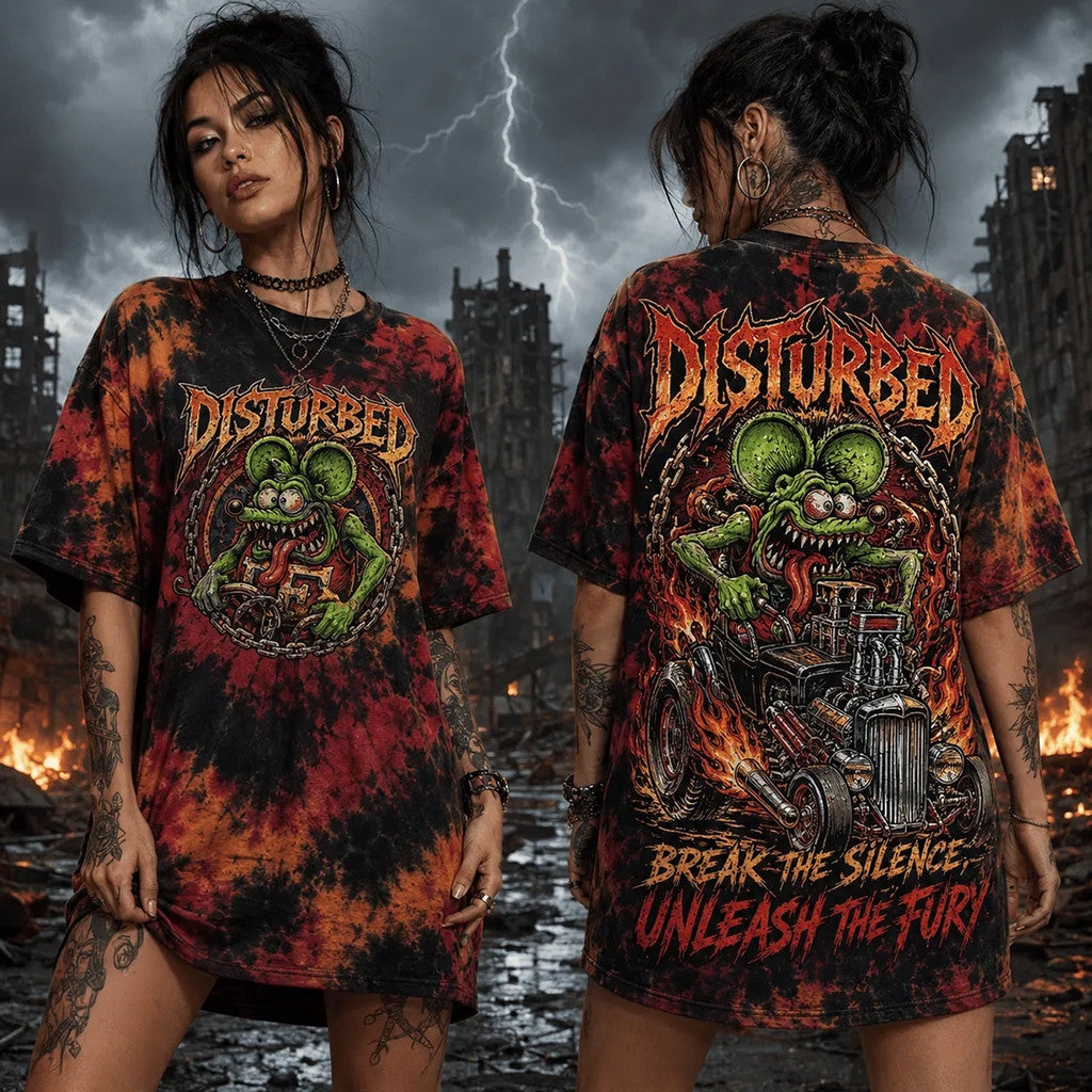 Disturbed Rat Hot Rod Premium Tie Dye T-Shirt Disturbed Break The Silence Unleash The Fury Shirt - Loomnari