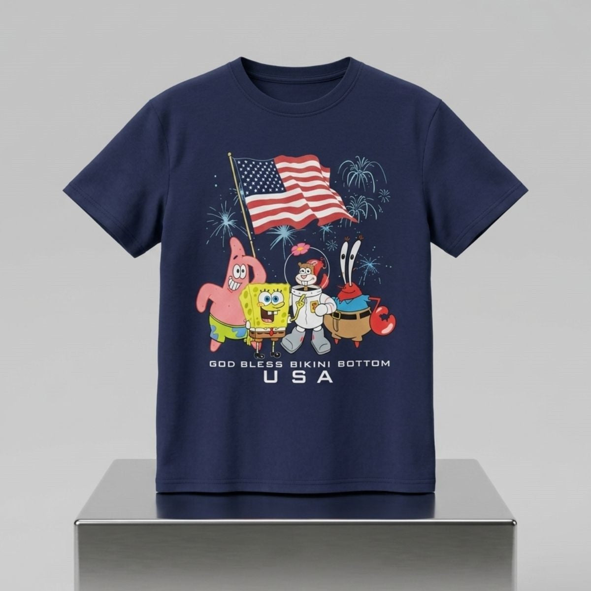Spongebob God Bless Bikini Bottom USA Shirt Funny Patriotic Shirt Gift For Friends - Loomnari