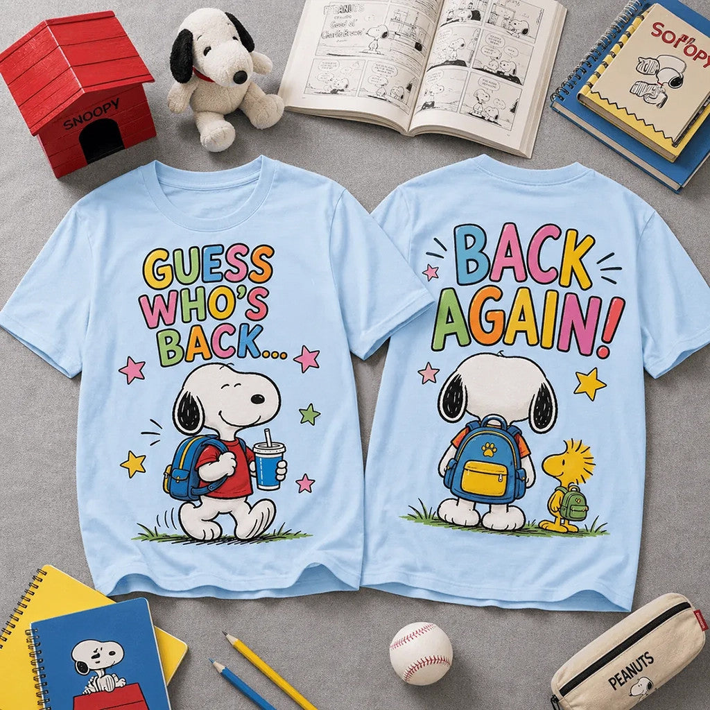 Snoopy Merch Guess Whos Back Back Again T-Shirt Gifts For Your Husband - Loomnari