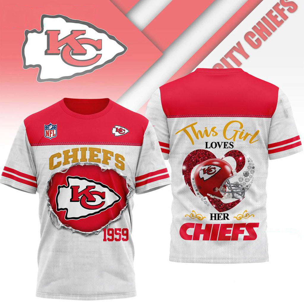 Kansas City Chiefs Merch This Girl Loves Her Chiefs T-Shirt Gifts For Him - Loomnari