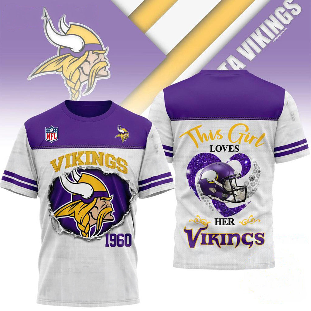 Minnesota Vikings Merch This Girl Loves Her Vikings T-Shirt Gift Ideas - Loomnari