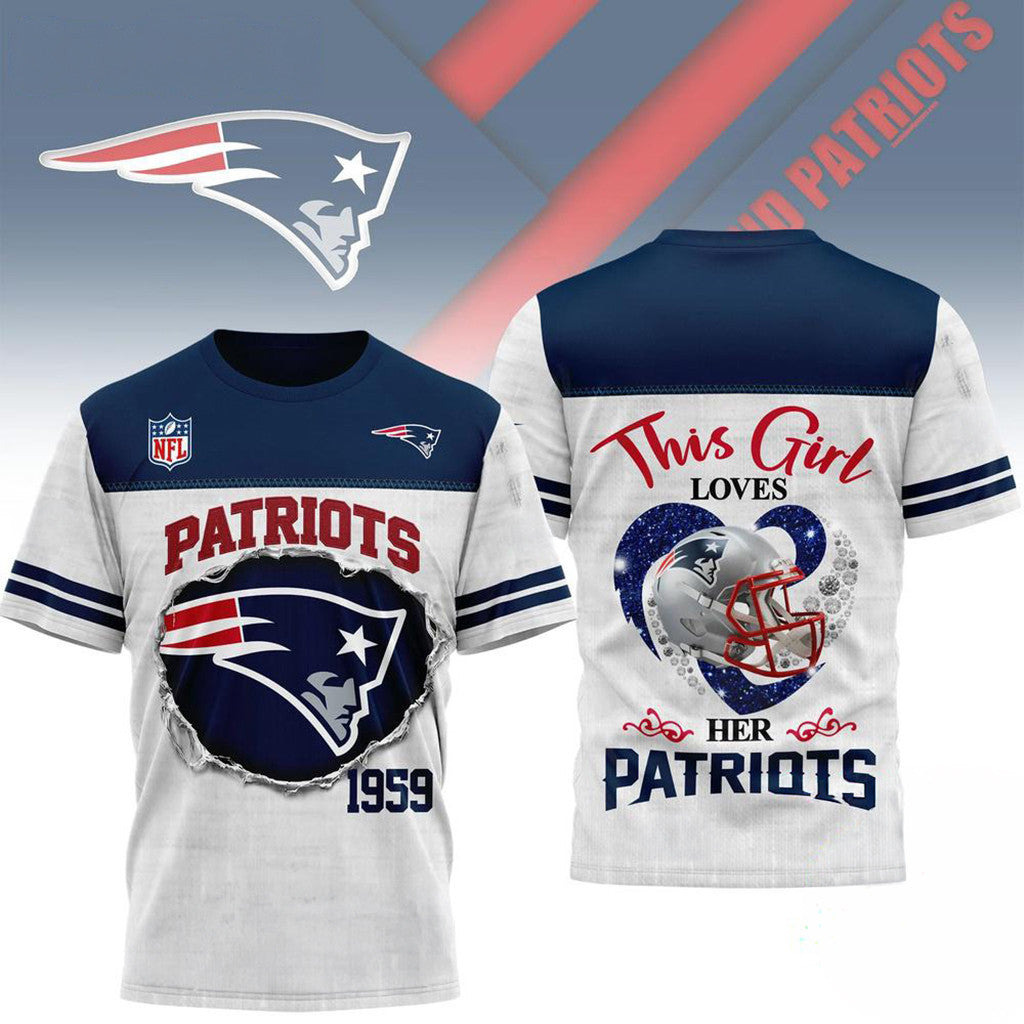 New England Patriots Merch This Girl Loves Her Patriots T-Shirt Unique Gift For Him - Loomnari