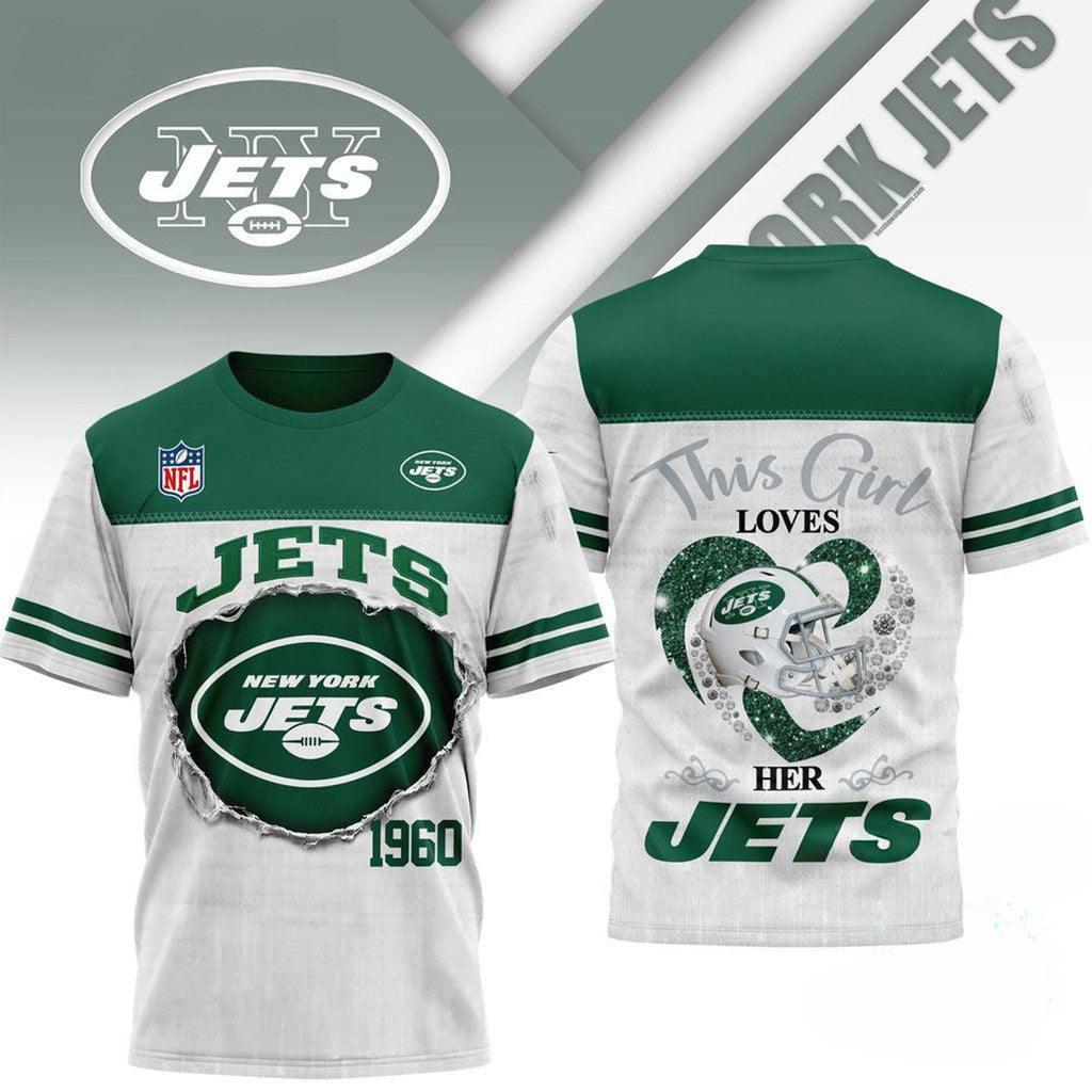 New York Jets Merch This Girl Loves Her Jets T-Shirt Gifts Ideas For Husband - Loomnari