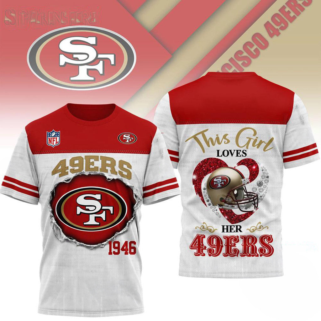 San Francisco 49ers Merch This Girl Loves Her 49ers T-Shirt Birthday Gift For Brother - Loomnari