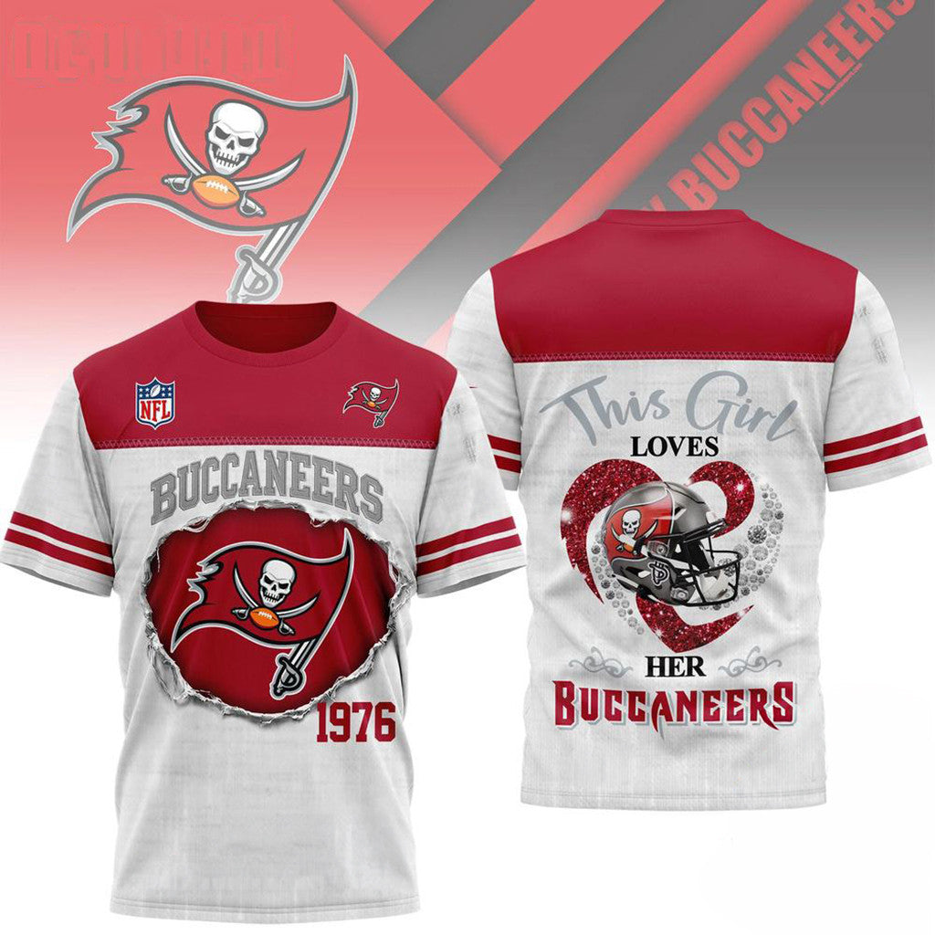 Tampa Bay Buccaneers Merch This Girl Loves Her Buccaneers T-Shirt Gifts For Brother - Loomnari