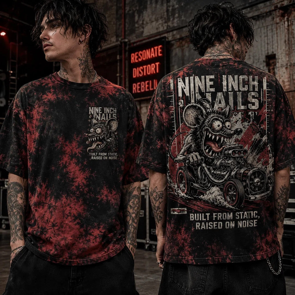 Nine Inch Nails Tie Dye Mascot T-Shirt Nine Inch Nails Built From Static Raised On Noise Merch - Loomnari