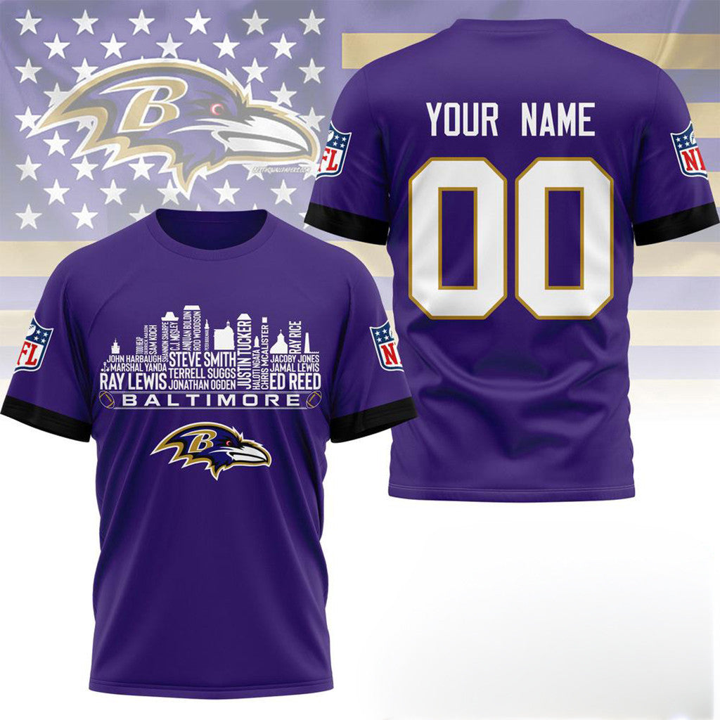 Personalized Baltimore Ravens Gameday T-Shirt Baltimore Ravens Merch Gifts For Teen Fans - Loomnari