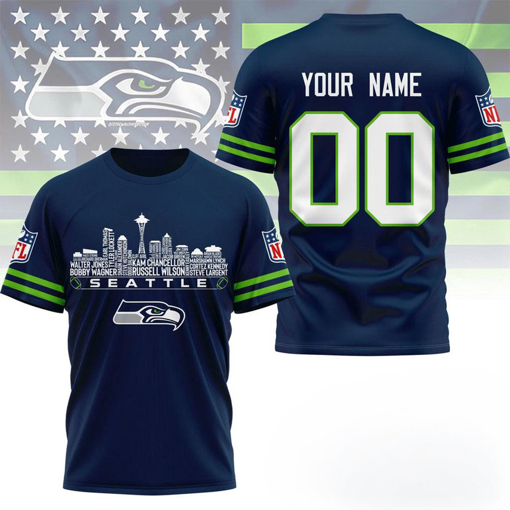 Personalized Seattle Seahawks Game Day T-Shirt Seattle Seahawks Merch Gifts For My Husband - Loomnari
