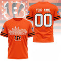 Personalized Cincinnati Bengals Game Day Skyline T-Shirt Cincinnati Bengals Merch Gifts For Men - Loomnari