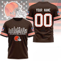 Personalized Cleveland Browns Game Day Skyline T-Shirt Cleveland Browns Merch Gifts - Loomnari