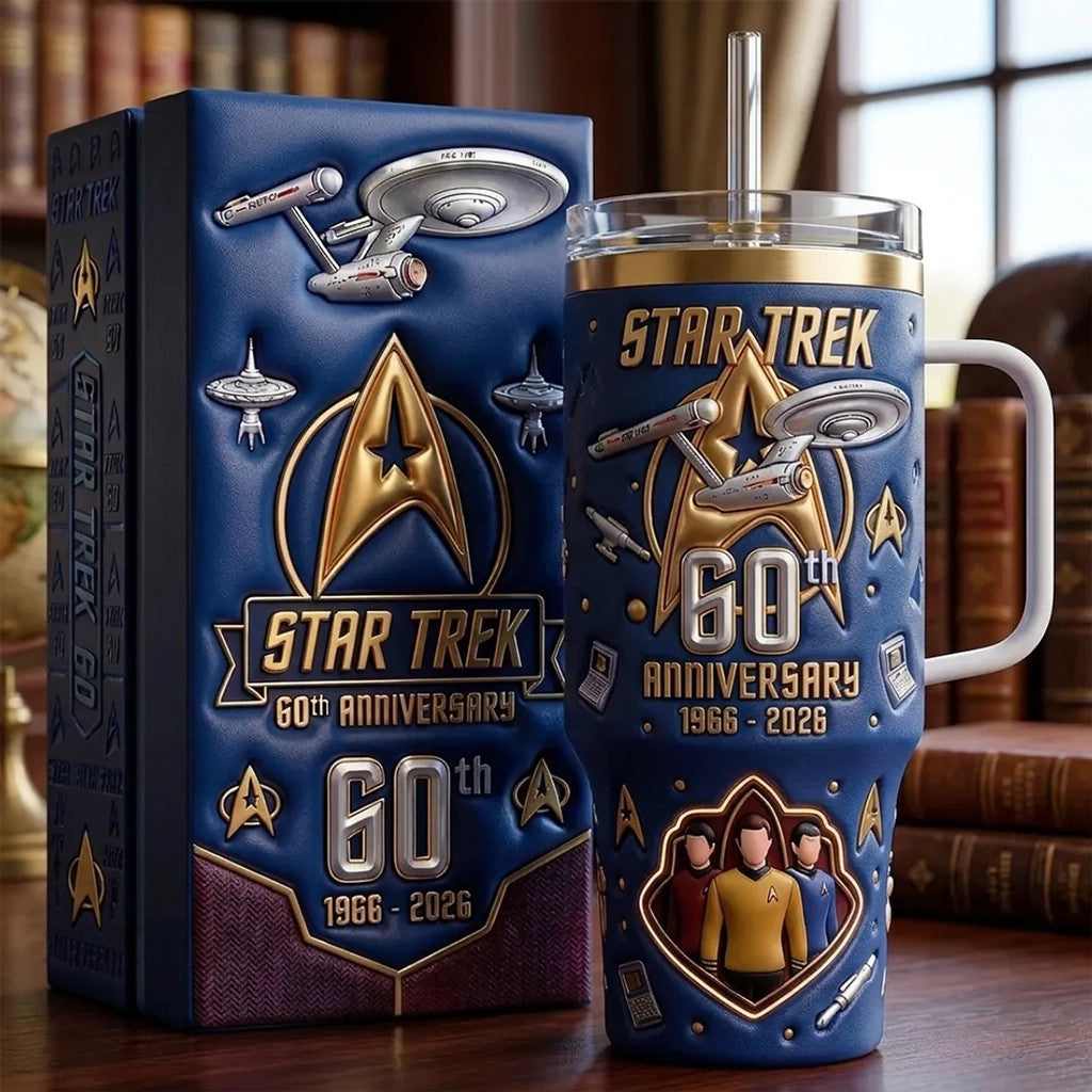 Star Trek 60th Anniversary Handle Tumbler Star Trek 2026 Merch Useful Gift For Him - Loomnari