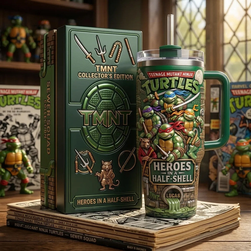 Teenage Mutant Ninja Turtles Heroes In A Half Shell Handle Tumbler TMNT Merch Gift For Tv Fans - Loomnari