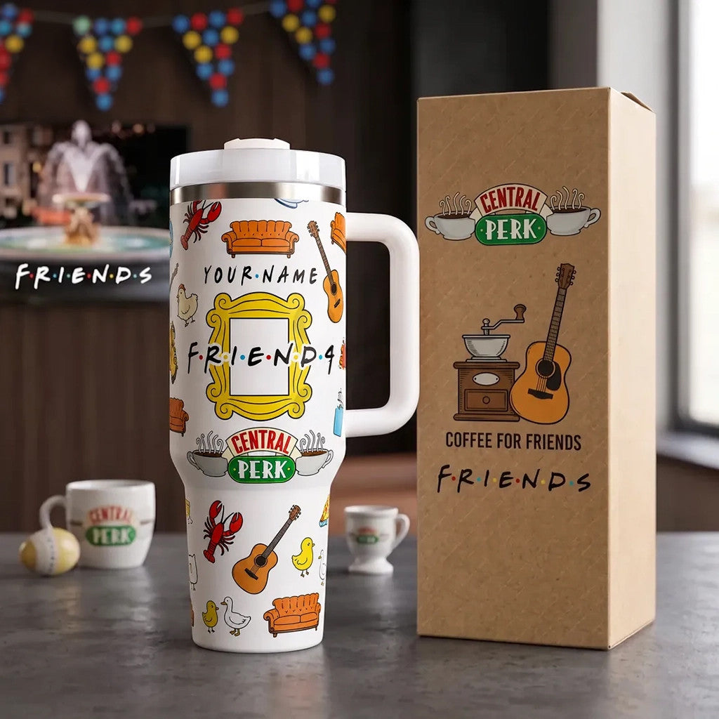 Personalized Friends Central Perk Handle Tumbler Friends Merch Meaningful Gifts - Loomnari