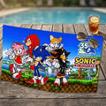 Sonic The Hedgehog Merch Characters 35th Anniversary Beach Towel Fan Gift - Loomnari