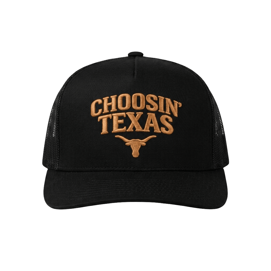 Choosin Texas Black Trucker Hat Embroidered Ella Langley Merch 2026 Gift For Music Lovers - Loomnari