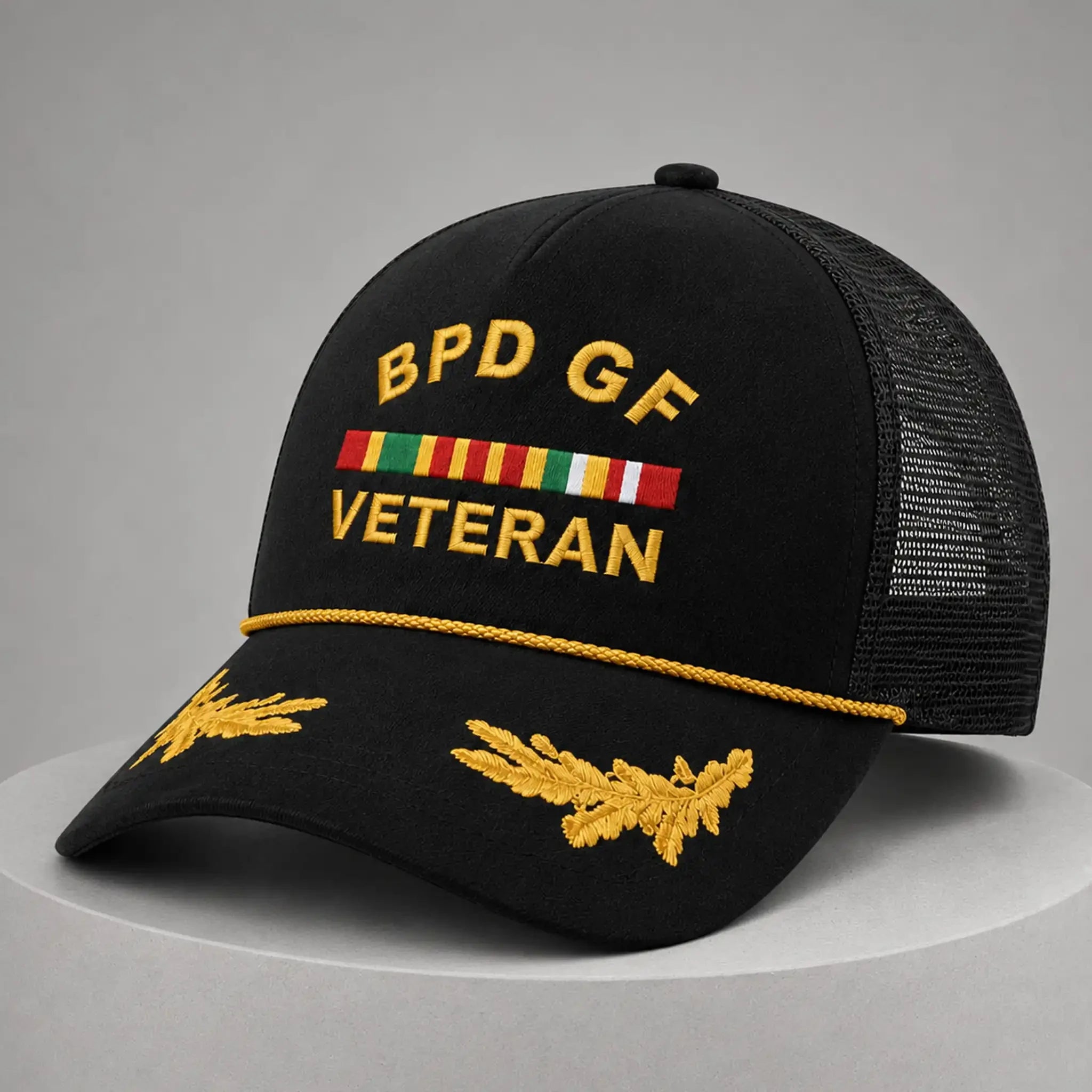 BPD GF Veteran Trucker Hat Funny Cap Gifts Ideas For Veteran Grandpa - Loomnari
