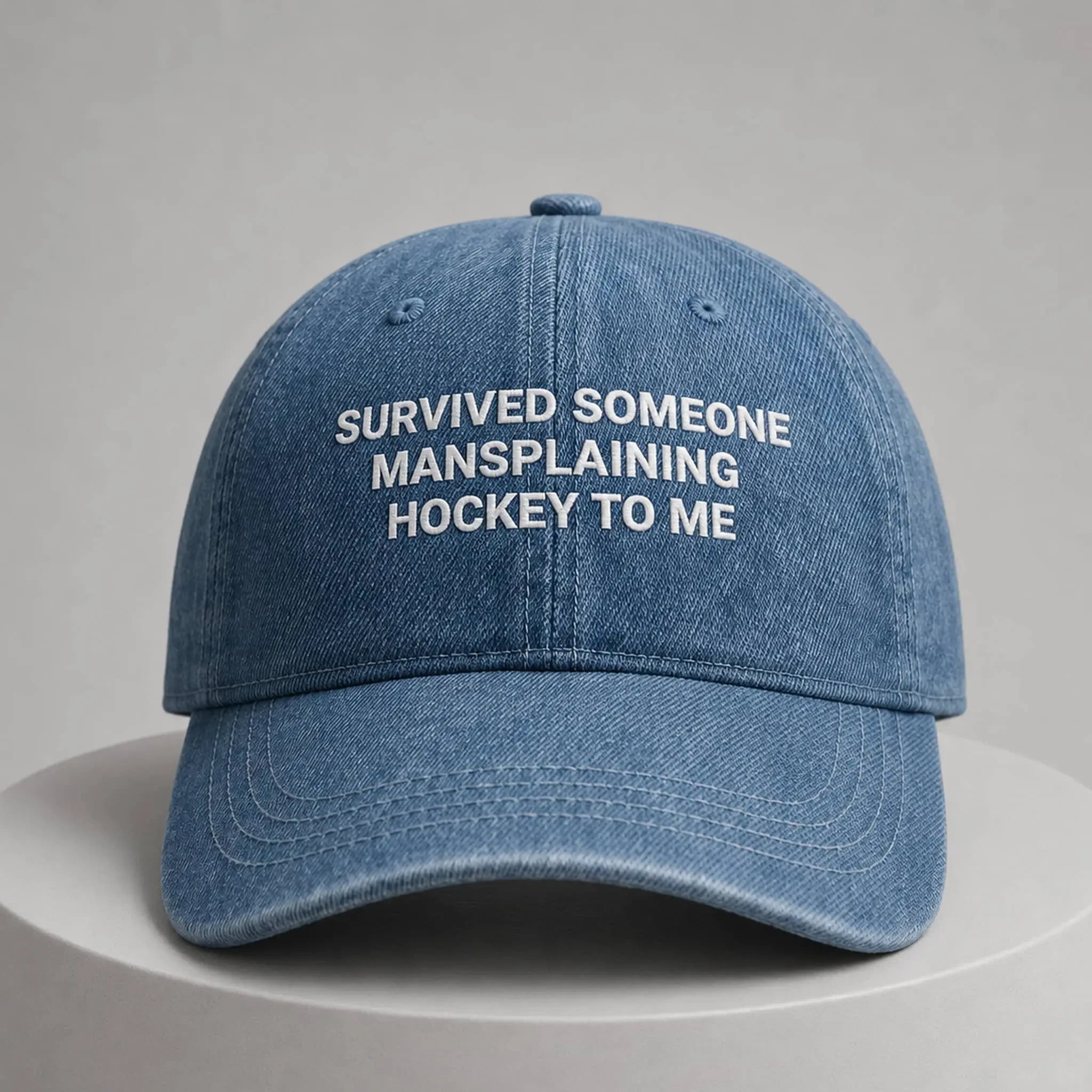 Survived Someone Mansplaining Hockey To Me Hat Embroidered Funny Cap Gifts For BFF - Loomnari