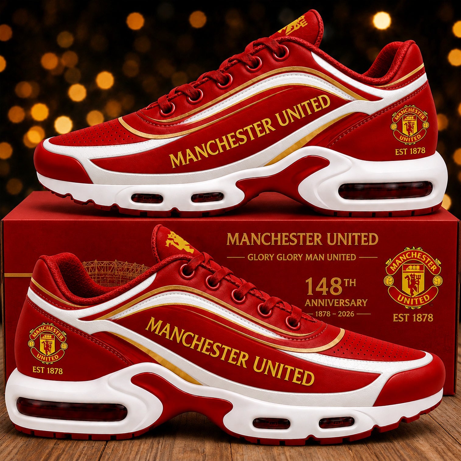 Manchester United FC 148th Anniversary 2026 Shoes Sneakers MU FC Merch Gift For Fans - Loomnari