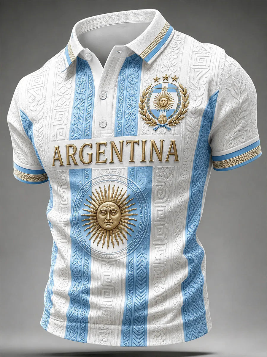 Argentina 2026 World Cup Polo Shirt 3 Stars Argentina National Team Merch Football Fan Gift - Loomnari