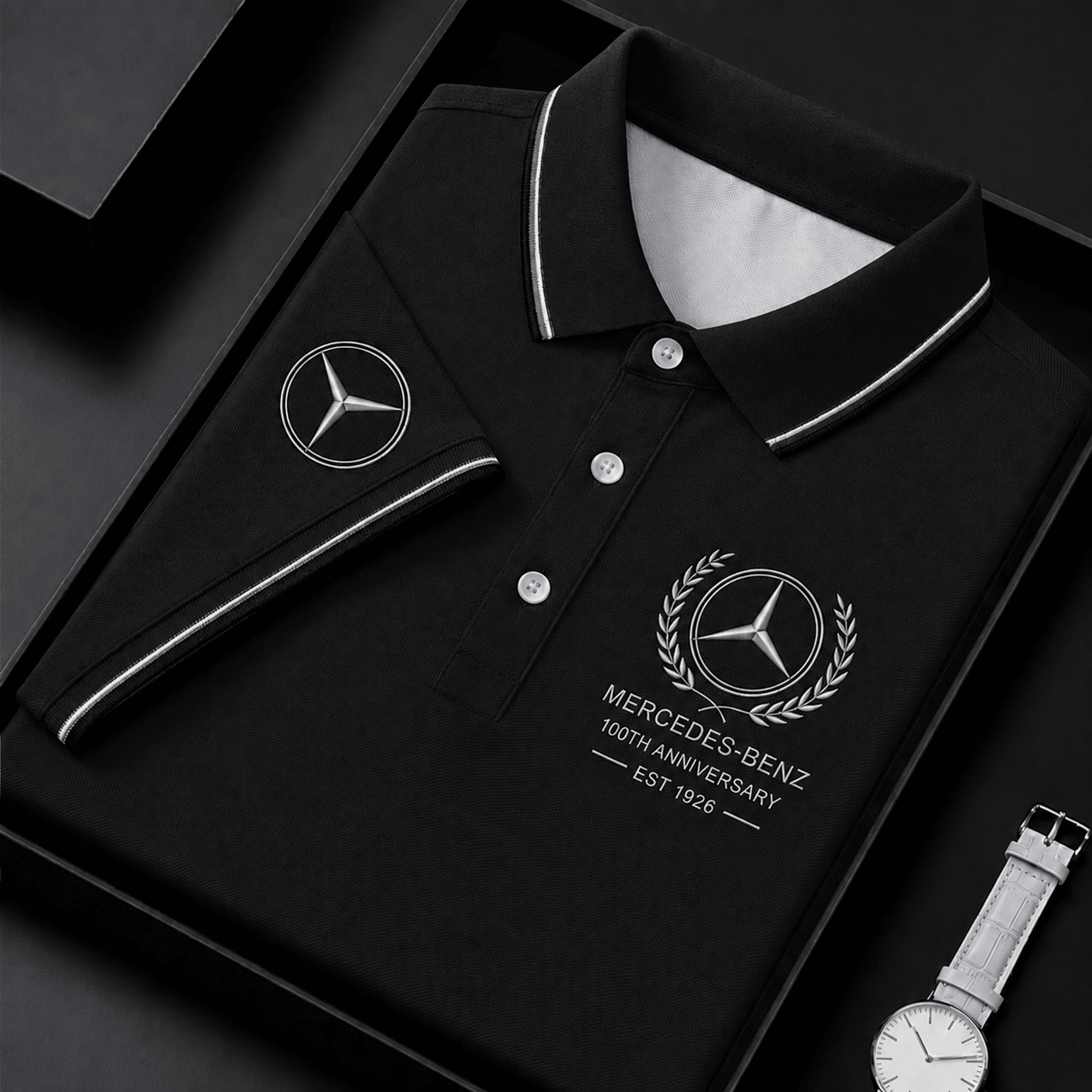 Merc 100th Anniversary 2026 Polo Shirt Car Enthusiast Apparel Best Gift For Father - Loomnari