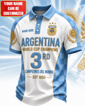 Custom Argentina World Cup Champions 3rd Polo Shirt Argentina National Team Merch Fan Gifts - Loomnari