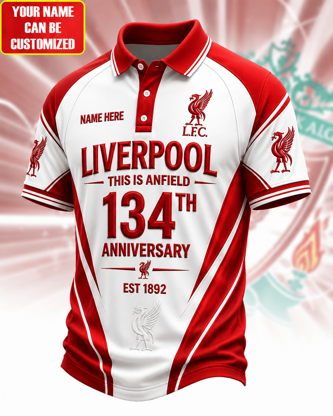 Personalized Liverpool FC 134th Anniversary 2026 This Is Anfield Polo Shirt LFC Merch Dad Gifts - Loomnari