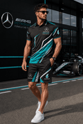 Merc AMG Petronas Sport Polo Shirt And Shorts Set F1 Racing Fan Gear Gift For Dad - Loomnari