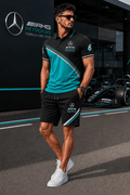 Merc AMG Petronas Sport Polo Shirt And Shorts Set Gift For F1 Racing Fans Gift for Dad - Loomnari