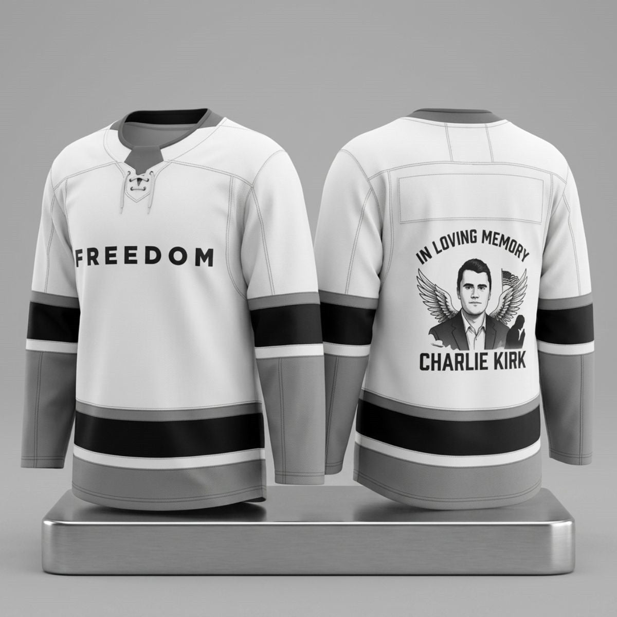 2026 Freedom Charlie Kirk In Loving Memory Hockey Jersey Charlie Kirk Memorial Merch - Loomnari