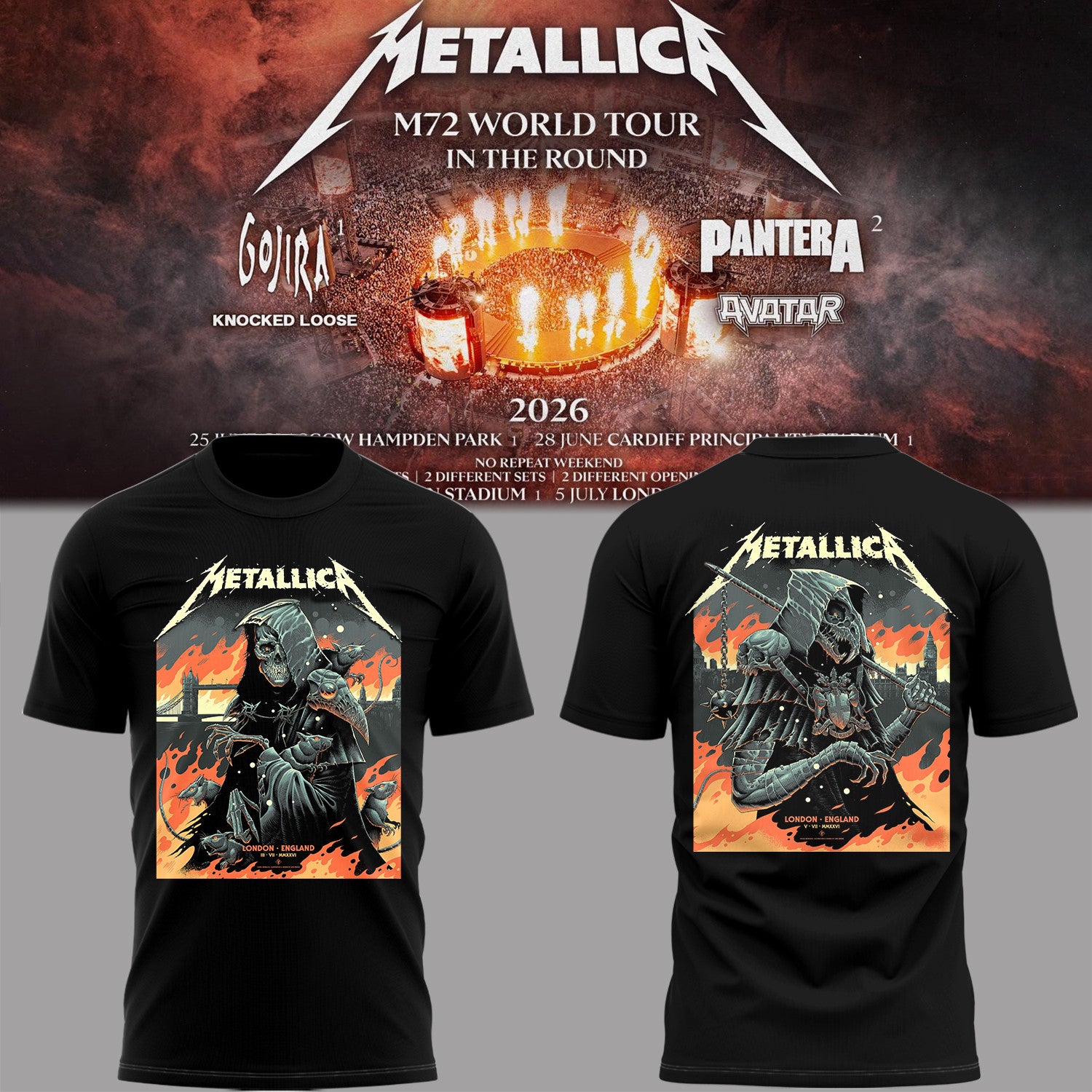 Metallic M72 At London Stadium T-Shirt M72 World Tour Merch Gifts For Dad - Loomnari