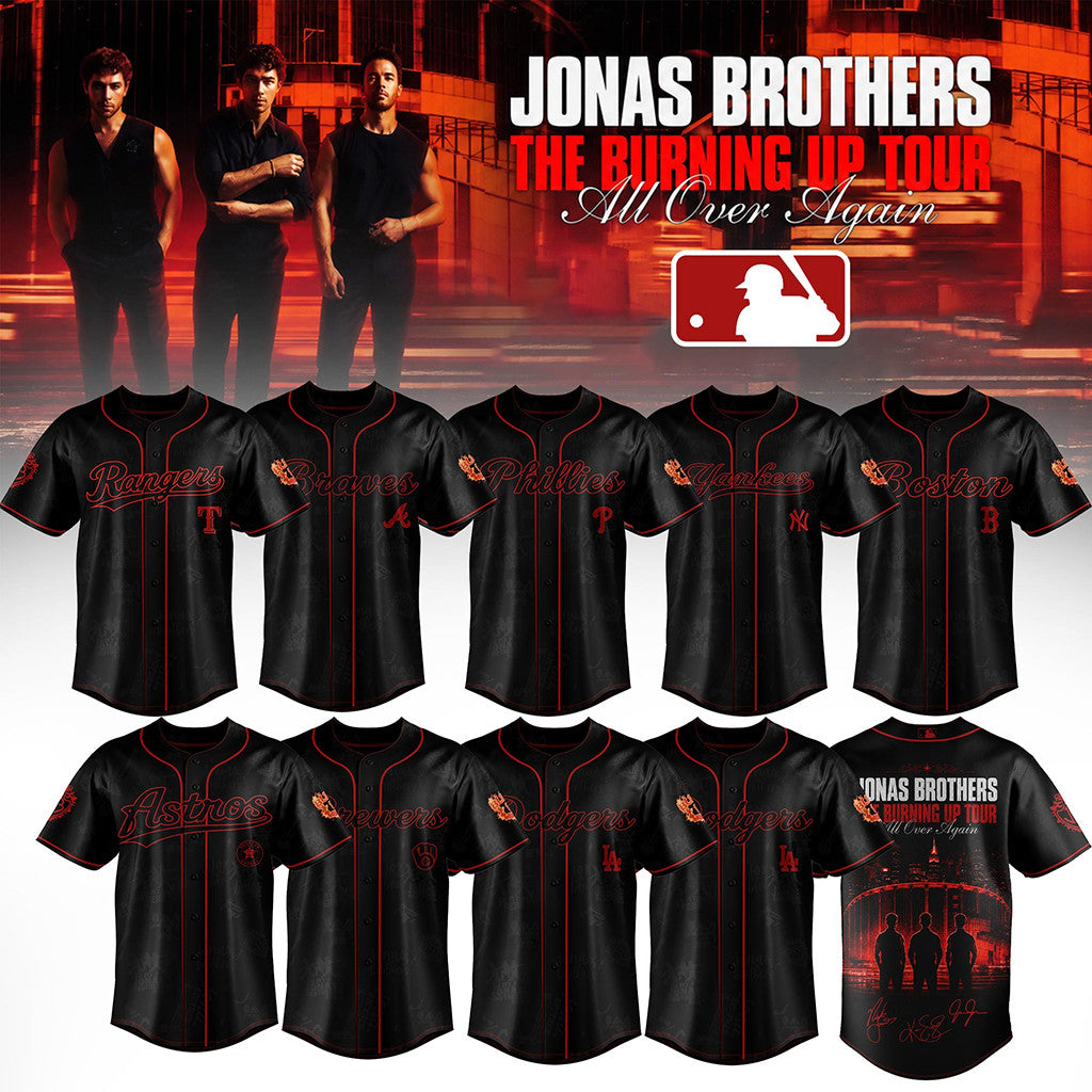 All Baseball Teams X Jonas Brothers The Burning Up Tour 2026 Baseball Jersey Fan Merch - Loomnari