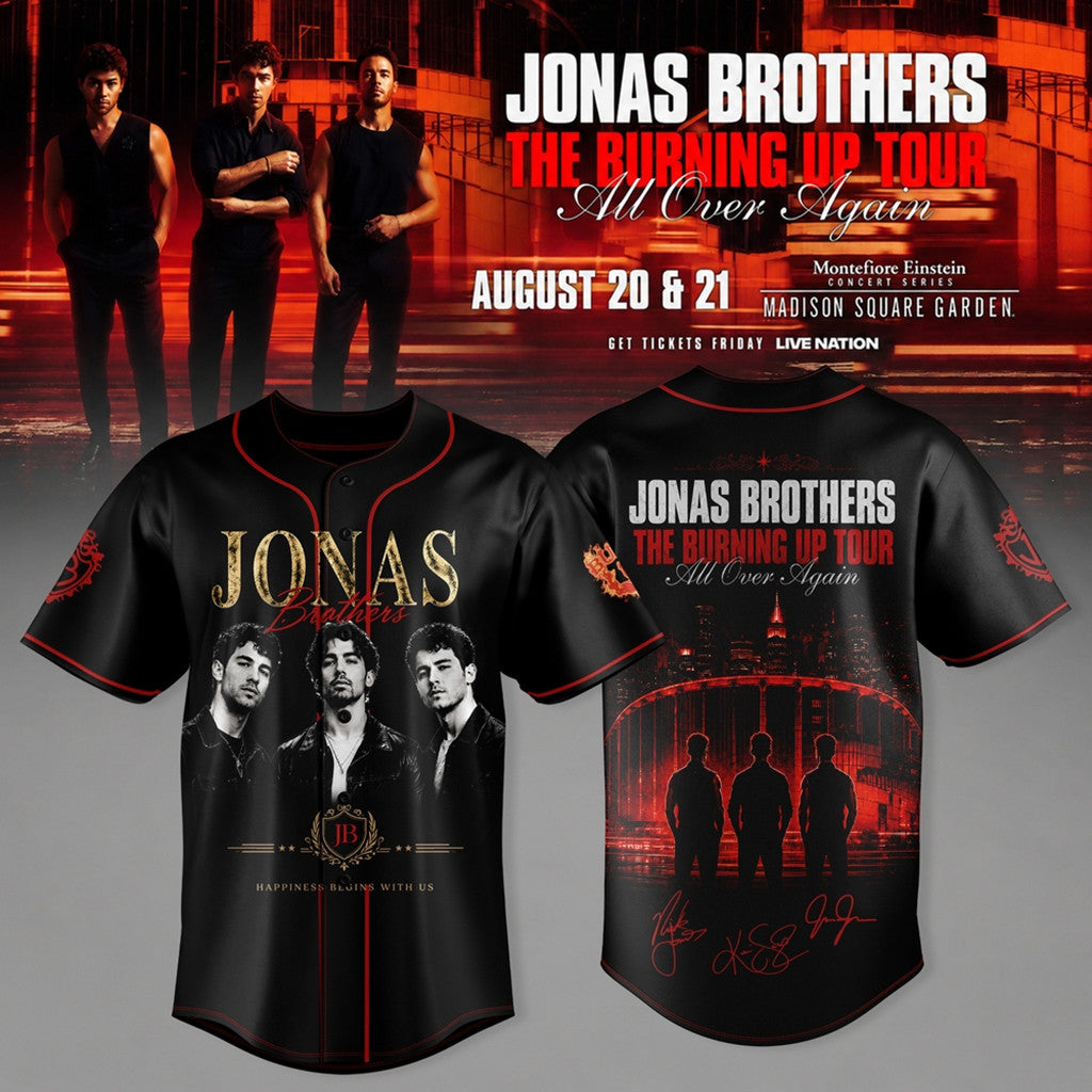 Jonas Brothers The Burning Up Tour 2026 Baseball Jersey Jonas Brothers Merch Pop Band Fan Gifts - Loomnari