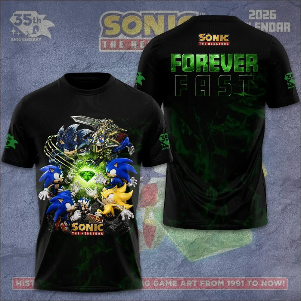 Sonic the Hedgehog 35th Anniversary T-Shirt Forever Fast Sonic the Hedgehog Merch Son Gifts - Loomnari