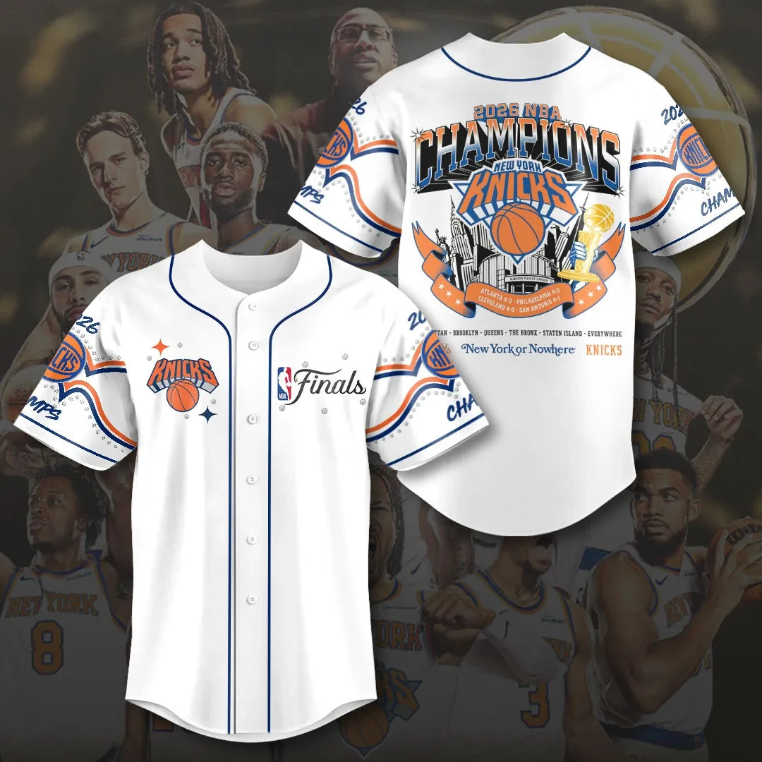 NY Knicks Merch New York Knicks 2026 Finals Champions Baseball Jersey Basketball Fan Gear - Loomnari