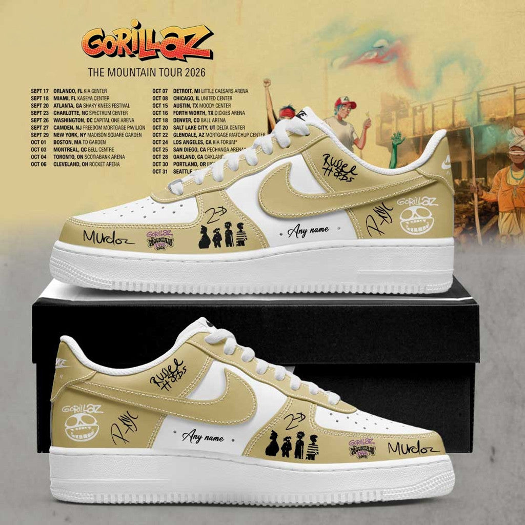 Custom Gorillaz The Mountain Tour 2026 2027 Signature Shoes Sneakers Gorillaz Band Merch - Loomnari