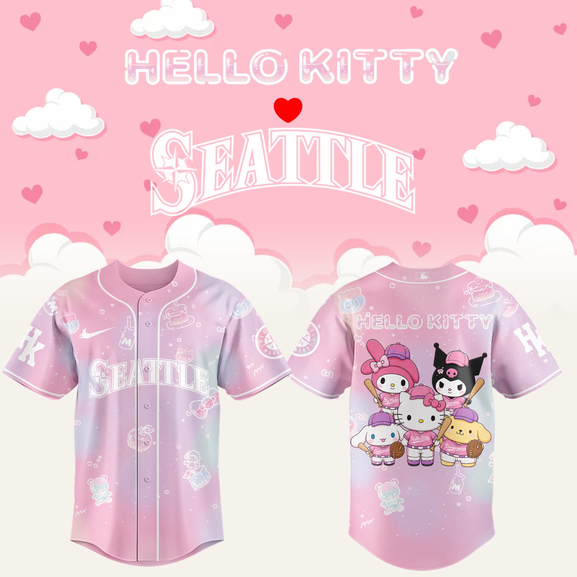 Seattle Mariners x Hello Kitty Theme Nights Jersey Mariners Merch Gifts For Baseball Fans - Loomnari