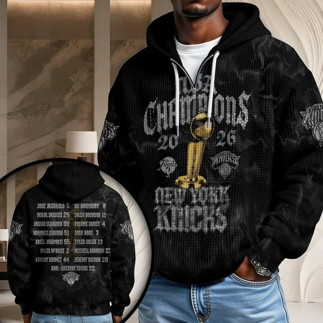 New York Basketball Merch New York Knicks 2026 Finals Champions Quarter Zip Hoodie Gifts For Fan - Loomnari