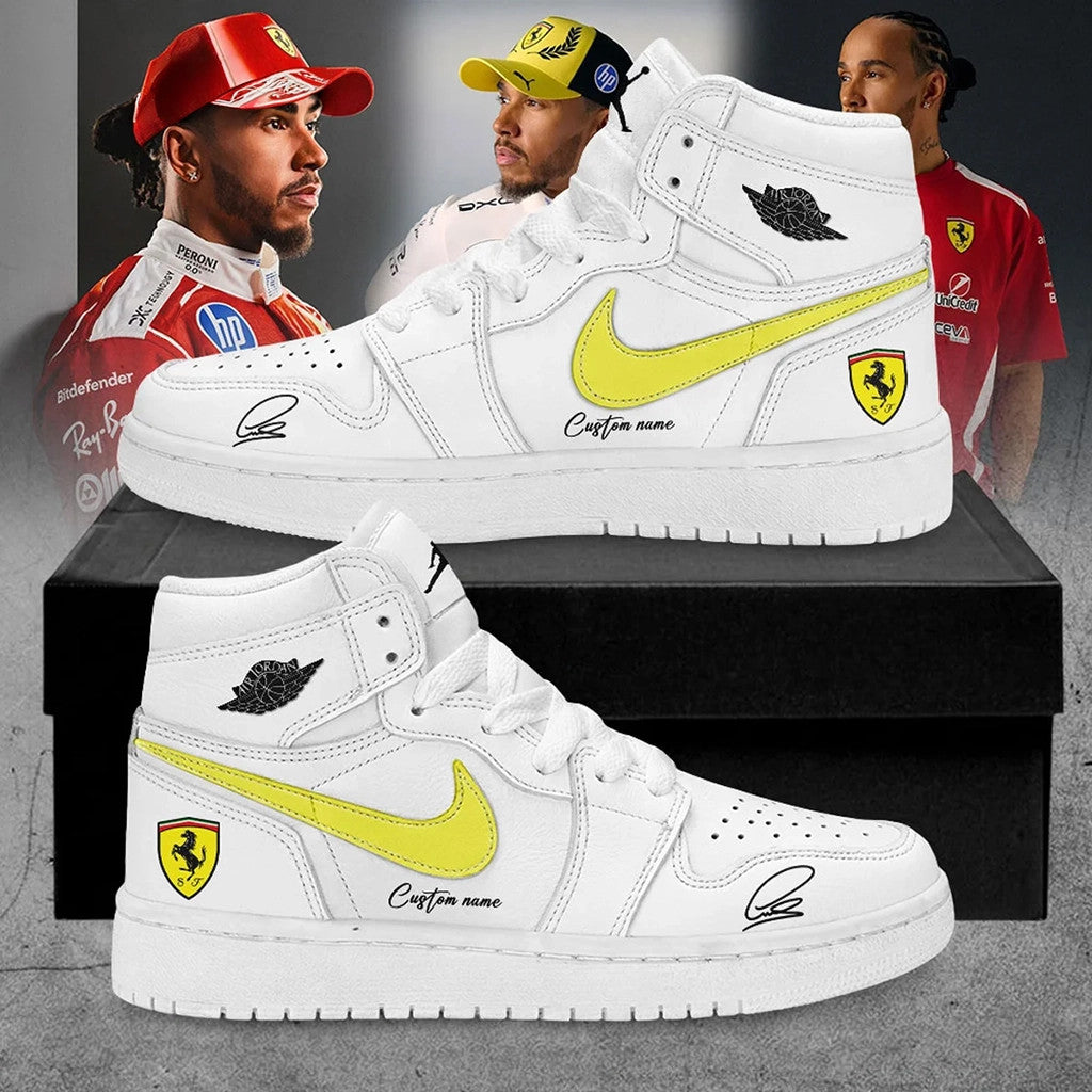 Custom Lewis Hamilton X Scuderia Ferrari 2026 Sneakers Lewis Hamilton Merch Racing Fan Gifts - Loomnari