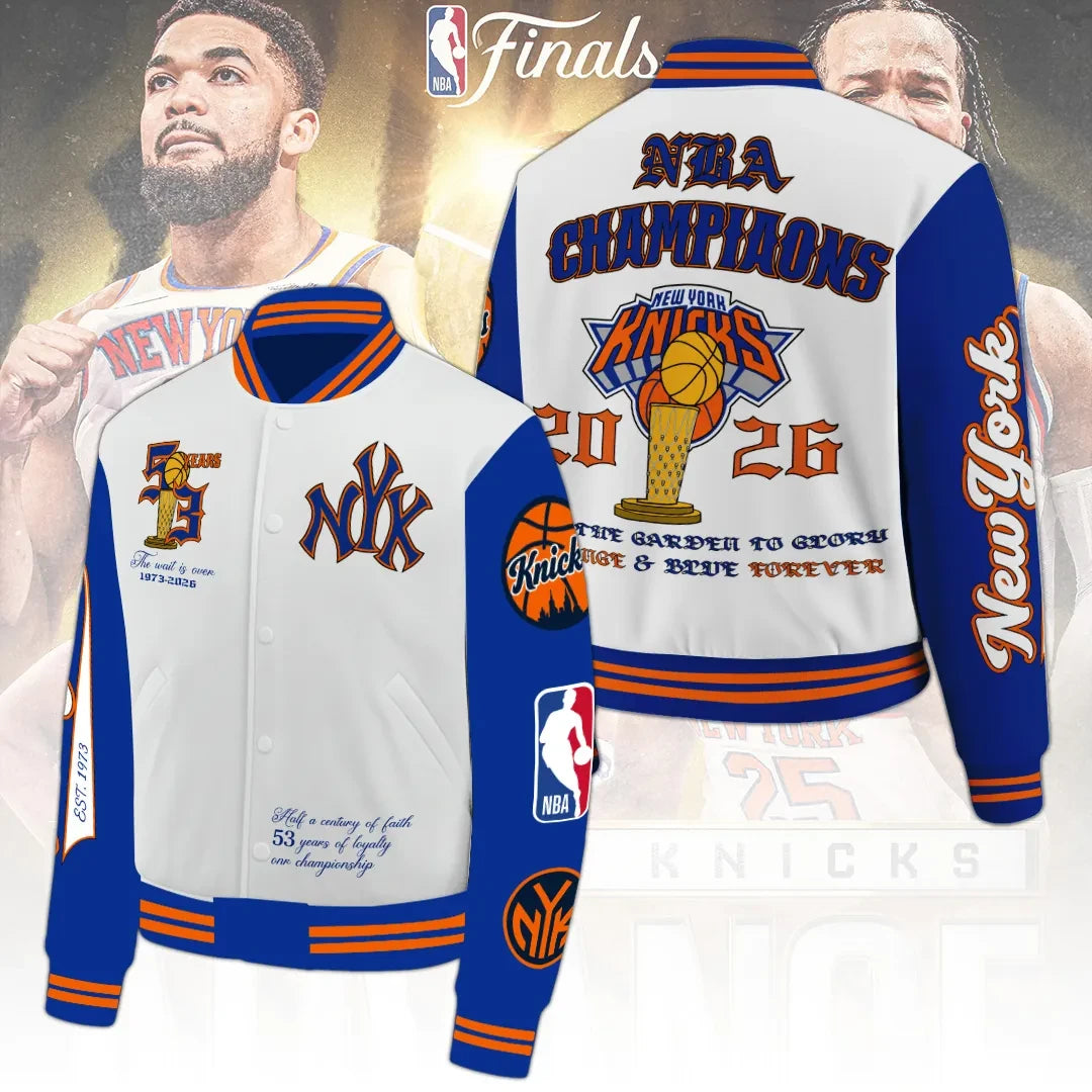 New York Knicks Finals Champions 2026 Varsity Jacket New York Basketball Merch Gifts For Fans - Loomnari